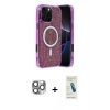 MARSİLYAN™- iPhone 16 Pro Max Kılıf Eksen Çizgi - Şeffaf Pasifik Cam Ekran Koruyucu + Pers Alüminyum Kamera Lens - GI