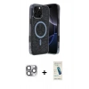 MARSİLYAN™- iPhone 16 Pro Max Kılıf Eksen Çizgi - Şeffaf Pasifik Cam Ekran Koruyucu + Pers Alüminyum Kamera Lens - GI