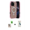 MARSİLYAN™- iPhone 16 Pro Max Kılıf Eksen Çizgi - Şeffaf Pasifik Cam Ekran Koruyucu + Raze Metal Kamera Lens - NLGY