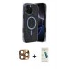 MARSİLYAN™- iPhone 16 Pro Max Kılıf Eksen Çizgi - Şeffaf Pasifik Cam Ekran Koruyucu + Pers Alüminyum Kamera Lens - CLTM
