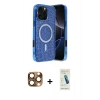 MARSİLYAN™- iPhone 16 Pro Max Kılıf Eksen Çizgi - Şeffaf Pasifik Cam Ekran Koruyucu + Pers Alüminyum Kamera Lens - CLTM