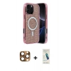 MARSİLYAN™- iPhone 16 Pro Max Kılıf Eksen Çizgi - Şeffaf Pasifik Cam Ekran Koruyucu + Pers Alüminyum Kamera Lens - CLTM