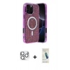 MARSİLYAN™- iPhone 16 Pro Max Kılıf Eksen Çizgi - Şeffaf Pasifik Cam Ekran Koruyucu + Pers Alüminyum Kamera Lens - GS