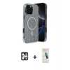 MARSİLYAN™- iPhone 16 Pro Max Kılıf Eksen Çizgi - Şeffaf Pasifik Cam Ekran Koruyucu + PVD Metal Kamera Lens - GS