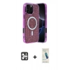 MARSİLYAN™- iPhone 16 Pro Max Kılıf Eksen Çizgi - Şeffaf Pasifik Cam Ekran Koruyucu + PVD Metal Kamera Lens - GS