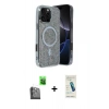 MARSİLYAN™- iPhone 16 Pro Max Kılıf Eksen Çizgi - Şeffaf Pasifik Cam Ekran Koruyucu + Raze Metal Kamera Lens - SH