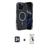 MARSİLYAN™- iPhone 16 Pro Max Kılıf Eksen Çizgi - Şeffaf Pasifik Cam Ekran Koruyucu + PVD Metal Kamera Lens - SH