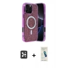 MARSİLYAN™- iPhone 16 Pro Max Kılıf Eksen Çizgi - Şeffaf Pasifik Cam Ekran Koruyucu + PVD Metal Kamera Lens - SH