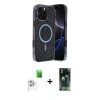 MARSİLYAN™- iPhone 16 Pro Max Kılıf Eksen Çizgi - Siyah 360 Mat Full Body Arka Koruyucu + Raze Metal Kamera Lens - BZ