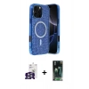 MARSİLYAN™- iPhone 16 Pro Max Kılıf Eksen Çizgi - Siyah 360 Mat Full Body Arka Koruyucu + Bilvis Titan Kamera Lens - GS