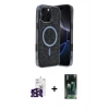 MARSİLYAN™- iPhone 16 Pro Max Kılıf Eksen Çizgi - Siyah 360 Mat Full Body Arka Koruyucu + Bilvis Titan Kamera Lens - SH
