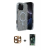 MARSİLYAN™- iPhone 16 Pro Max Kılıf Eksen Çizgi - Siyah 360 Mat Full Body Arka Koruyucu + Çöl Titanyum Pers Alüminyum Kamera Lens