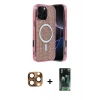 MARSİLYAN™- iPhone 16 Pro Max Kılıf Eksen Çizgi - Siyah 360 Mat Full Body Arka Koruyucu + Çöl Titanyum Pers Alüminyum Kamera Lens