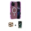 MARSİLYAN™- iPhone 16 Pro Max Kılıf Eksen Çizgi - Siyah 360 Mat Full Body Arka Koruyucu + Çöl Titanyum Pers Alüminyum Kamera Lens
