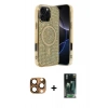 MARSİLYAN™- iPhone 16 Pro Max Kılıf Eksen Çizgi - Siyah 360 Mat Full Body Arka Koruyucu + Çöl Titanyum Pers Alüminyum Kamera Lens