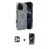 MARSİLYAN™- iPhone 16 Pro Max Kılıf Eksen Çizgi - Siyah 360 Mat Full Body Arka Koruyucu + PVD Metal Kamera Lens - GD