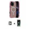 MARSİLYAN™- iPhone 16 Pro Max Kılıf Eksen Çizgi - Siyah 360 Mat Full Body Arka Koruyucu + PVD Metal Kamera Lens - GS