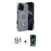 MARSİLYAN™- iPhone 16 Pro Max Kılıf Eksen Çizgi - Siyah 360 Mat Full Body Arka Koruyucu + Pers Alüminyum Kamera Lens - GS