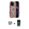 MARSİLYAN™- iPhone 16 Pro Max Kılıf Eksen Çizgi - Siyah 360 Mat Full Body Arka Koruyucu + Pers Alüminyum Kamera Lens - GI