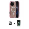 MARSİLYAN™- iPhone 16 Pro Max Kılıf Eksen Çizgi - Siyah 360 Mat Full Body Arka Koruyucu + PVD Metal Kamera Lens - SH