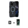 MARSİLYAN™- iPhone 16 Pro Max Kılıf Eksen Çizgi - Siyah 360 Mat Full Body Arka Koruyucu + PVD Metal Kamera Lens - SH