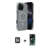 MARSİLYAN™- iPhone 16 Pro Max Kılıf Eksen Çizgi - Siyah 360 Mat Full Body Arka Koruyucu + PVD Metal Kamera Lens - SH