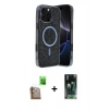 MARSİLYAN™- iPhone 16 Pro Max Kılıf Eksen Çizgi - Siyah 360 Mat Full Body Arka Koruyucu + Raze Metal Kamera Lens - CLTM