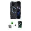 MARSİLYAN™- iPhone 16 Pro Max Kılıf Eksen Çizgi - Siyah 360 Mat Full Body Arka Koruyucu + Raze Metal Kamera Lens - SH