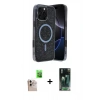 MARSİLYAN™- iPhone 16 Pro Max Kılıf Eksen Çizgi - Siyah 360 Mat Full Body Arka Koruyucu + Raze Metal Kamera Lens - NLGY