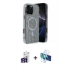 MARSİLYAN™- iPhone 16 Pro Max Kılıf Eksen Çizgi - Siyah 3D Antistatik Cam Ekran Koruyucu + Bilvis Titan Kamera Lens - TMGI