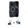MARSİLYAN™- iPhone 16 Pro Max Kılıf Eksen Çizgi - Siyah 3D Antistatik Cam Ekran Koruyucu + Bilvis Titan Kamera Lens - SH