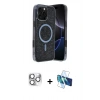MARSİLYAN™- iPhone 16 Pro Max Kılıf Eksen Çizgi - Siyah 3D Antistatik Cam Ekran Koruyucu + Pers Alüminyum Kamera Lens - GS