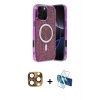 MARSİLYAN™- iPhone 16 Pro Max Kılıf Eksen Çizgi - Siyah 3D Antistatik Cam Ekran Koruyucu + Pers Alüminyum Kamera Lens - CLTM