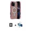 MARSİLYAN™- iPhone 16 Pro Max Kılıf Eksen Çizgi - Siyah 3D Antistatik Cam Ekran Koruyucu + PVD Metal Kamera Lens - SH