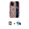 MARSİLYAN™- iPhone 16 Pro Max Kılıf Eksen Çizgi - Siyah 3D Antistatik Cam Ekran Koruyucu + PVD Metal Kamera Lens - GD