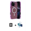 MARSİLYAN™- iPhone 16 Pro Max Kılıf Eksen Çizgi - Siyah 3D Antistatik Cam Ekran Koruyucu + PVD Metal Kamera Lens - SH