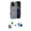 MARSİLYAN™- iPhone 16 Pro Max Kılıf Eksen Çizgi - Siyah 3D Antistatik Cam Ekran Koruyucu + Raze Metal Kamera Lens - SH