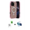 MARSİLYAN™- iPhone 16 Pro Max Kılıf Eksen Çizgi - Siyah 3D Antistatik Cam Ekran Koruyucu + Raze Metal Kamera Lens - BZ