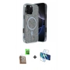 MARSİLYAN™- iPhone 16 Pro Max Kılıf Eksen Çizgi - Siyah 3D Antistatik Cam Ekran Koruyucu + Raze Metal Kamera Lens - CLTM