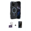 MARSİLYAN™- iPhone 16 Pro Max Kılıf Eksen Çizgi - Siyah 3D Antistatik Hayalet Cam Ekran Koruyucu + Bilvis Titan Kamera Lens - GS