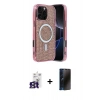 MARSİLYAN™- iPhone 16 Pro Max Kılıf Eksen Çizgi - Siyah 3D Antistatik Hayalet Cam Ekran Koruyucu + Bilvis Titan Kamera Lens - TMGI