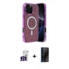MARSİLYAN™- iPhone 16 Pro Max Kılıf Eksen Çizgi - Siyah 3D Antistatik Hayalet Cam Ekran Koruyucu + Bilvis Titan Kamera Lens - TMGI