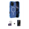 MARSİLYAN™- iPhone 16 Pro Max Kılıf Eksen Çizgi - Siyah 3D Antistatik Hayalet Cam Ekran Koruyucu + Bilvis Titan Kamera Lens - GS