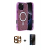 MARSİLYAN™- iPhone 16 Pro Max Kılıf Eksen Çizgi - Siyah 3D Antistatik Hayalet Cam Ekran Koruyucu + Pers Alüminyum Kamera Lens - CLTM