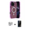 MARSİLYAN™- iPhone 16 Pro Max Kılıf Eksen Çizgi - Siyah 3D Antistatik Hayalet Cam Ekran Koruyucu + Pers Alüminyum Kamera Lens - GS