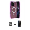 MARSİLYAN™- iPhone 16 Pro Max Kılıf Eksen Çizgi - Siyah 3D Antistatik Hayalet Cam Ekran Koruyucu + PVD Metal Kamera Lens - GS