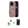 MARSİLYAN™- iPhone 16 Pro Max Kılıf Eksen Çizgi - Siyah 3D Antistatik Hayalet Cam Ekran Koruyucu + Raze Metal Kamera Lens - NLGY