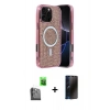 MARSİLYAN™- iPhone 16 Pro Max Kılıf Eksen Çizgi - Siyah 3D Antistatik Hayalet Cam Ekran Koruyucu + Raze Metal Kamera Lens - SH