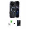 MARSİLYAN™- iPhone 16 Pro Max Kılıf Eksen Çizgi - Siyah 3D Antistatik Hayalet Cam Ekran Koruyucu + Raze Metal Kamera Lens - BZ