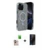 MARSİLYAN™- iPhone 16 Pro Max Kılıf Eksen Çizgi - Siyah 3D Antistatik Hayalet Cam Ekran Koruyucu + Raze Metal Kamera Lens - NLGY